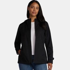 Time & Tru Hooded Rain Jacket MED‎ (8-10) Black Waterproof Hooded Anorak